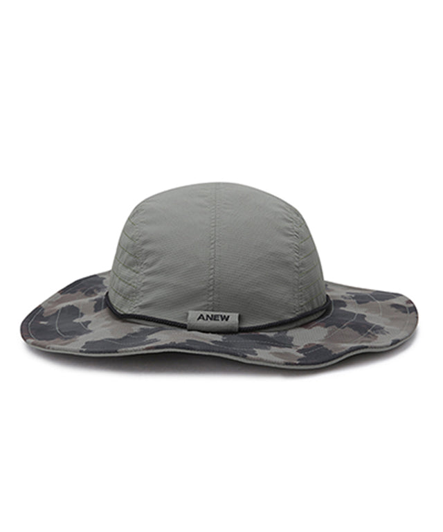 ANEW Golf Stitch Wide Hat in khaki with camo brim, designed for larger head sizes.